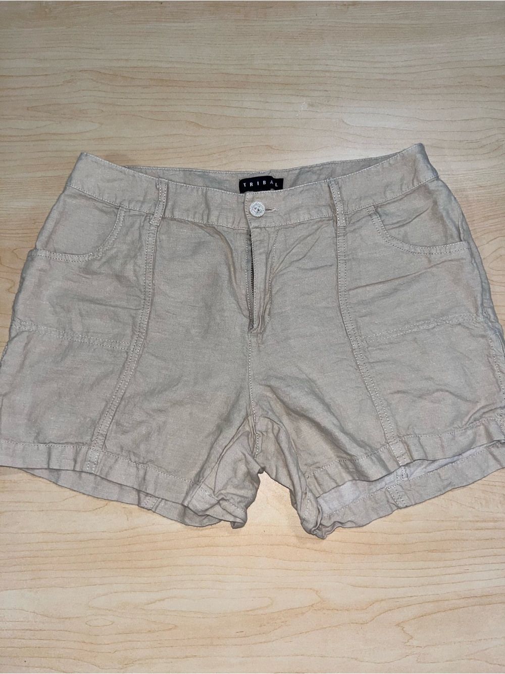 Tribal Tan Casual Linen-Blend Shorts